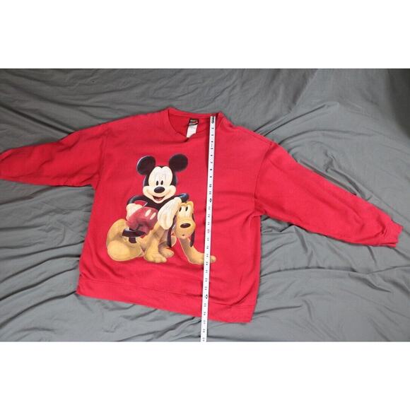Disney Sweatshirt Vintage Mens M Large Red Mickey Pluto Mickey Unlimited 90's - Picture 7 of 9
